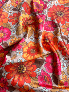 Orange Retro Floral Wild Rag