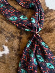 Brown and Turquoise Aztec Wild Rag