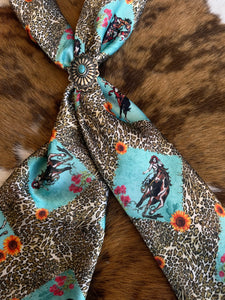 Turquoise Pistol Annie on Cheetah Wild Rag