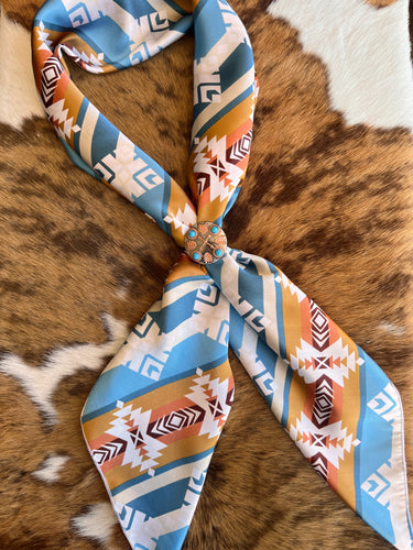 Blue & Tan Navajo Aztec DS Wild Rag